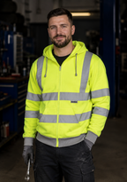 Hi-Vis Werkhoodie met Rits en Kap EN ISO 20471 Fluogeel/Marine | Portwest KX422