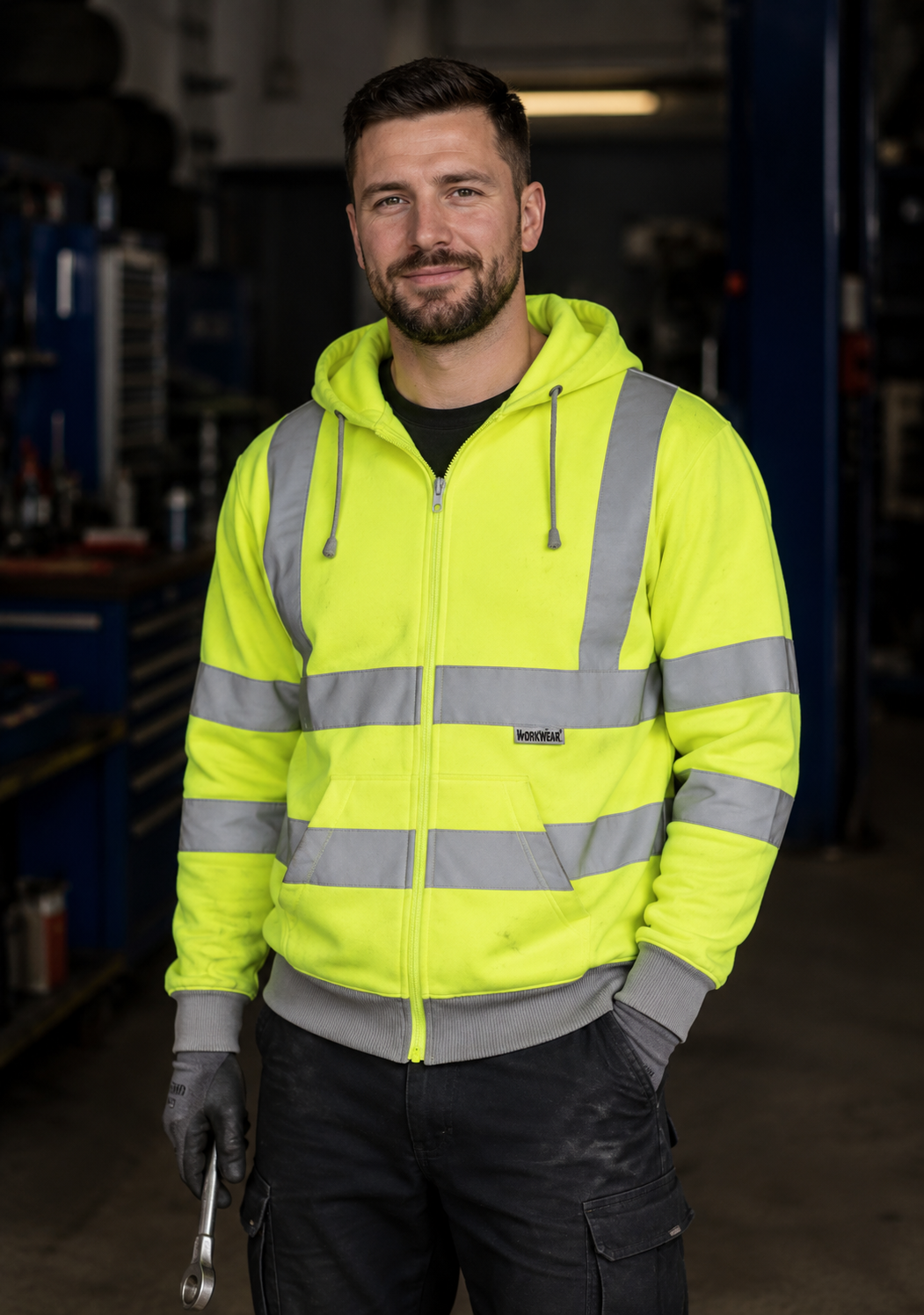 Hi-Vis Werkhoodie met Rits en Kap EN ISO 20471 Fluogeel/Marine | Portwest KX422