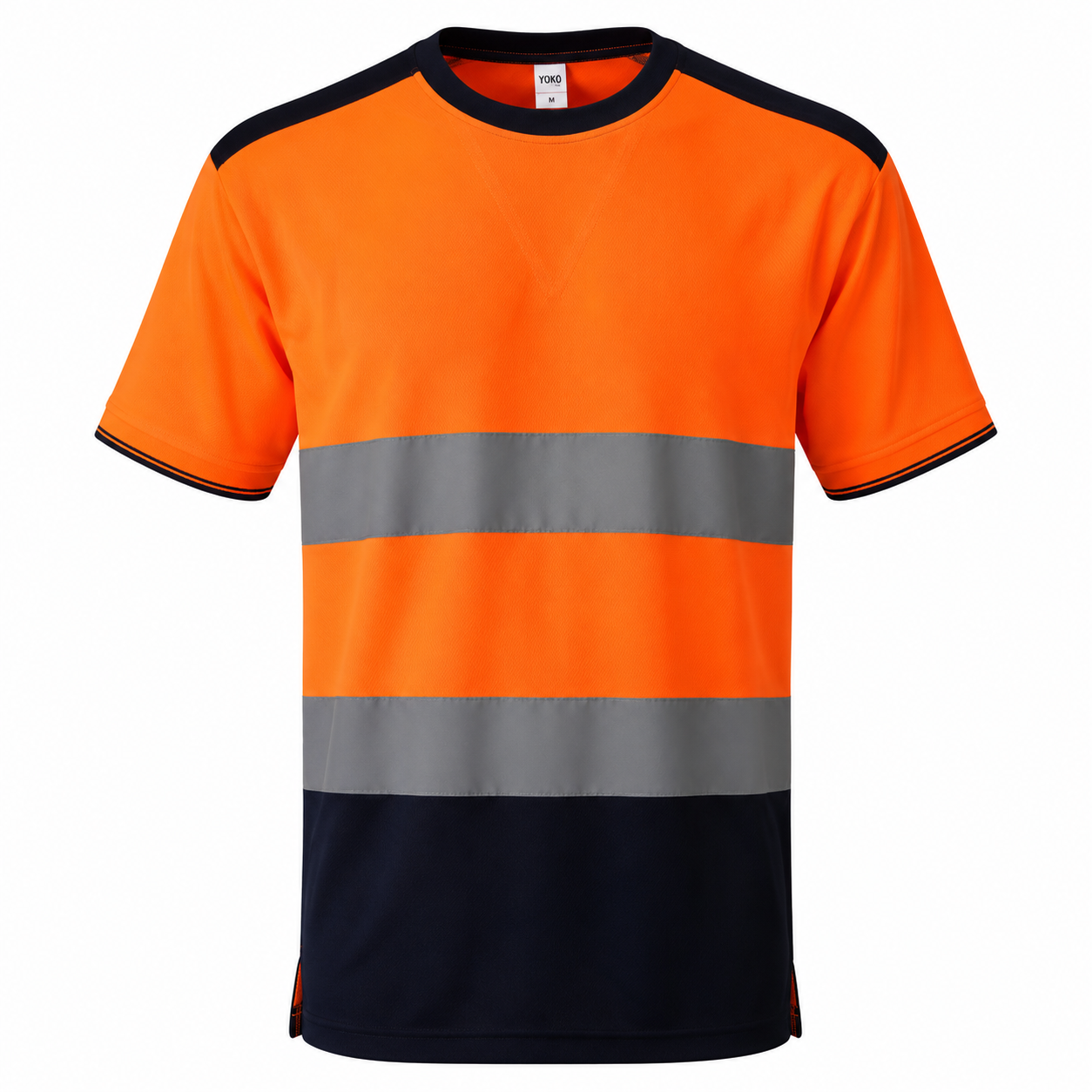 Hi-Vis T-Shirt Klasse 2 Fluogeel Marineblauw Reflecterend Werkshirt - YK400