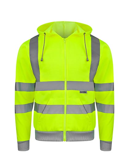 Hi-Vis Werkhoodie met Rits en Kap EN ISO 20471 Fluogeel/Marine | Portwest KX422