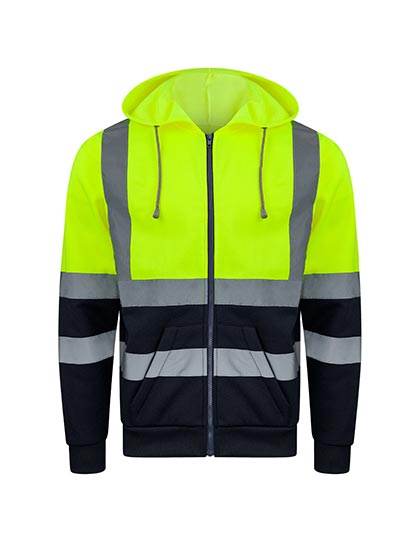 Hi-Vis Werkhoodie met Rits en Kap EN ISO 20471 Fluogeel/Marine | Portwest KX422