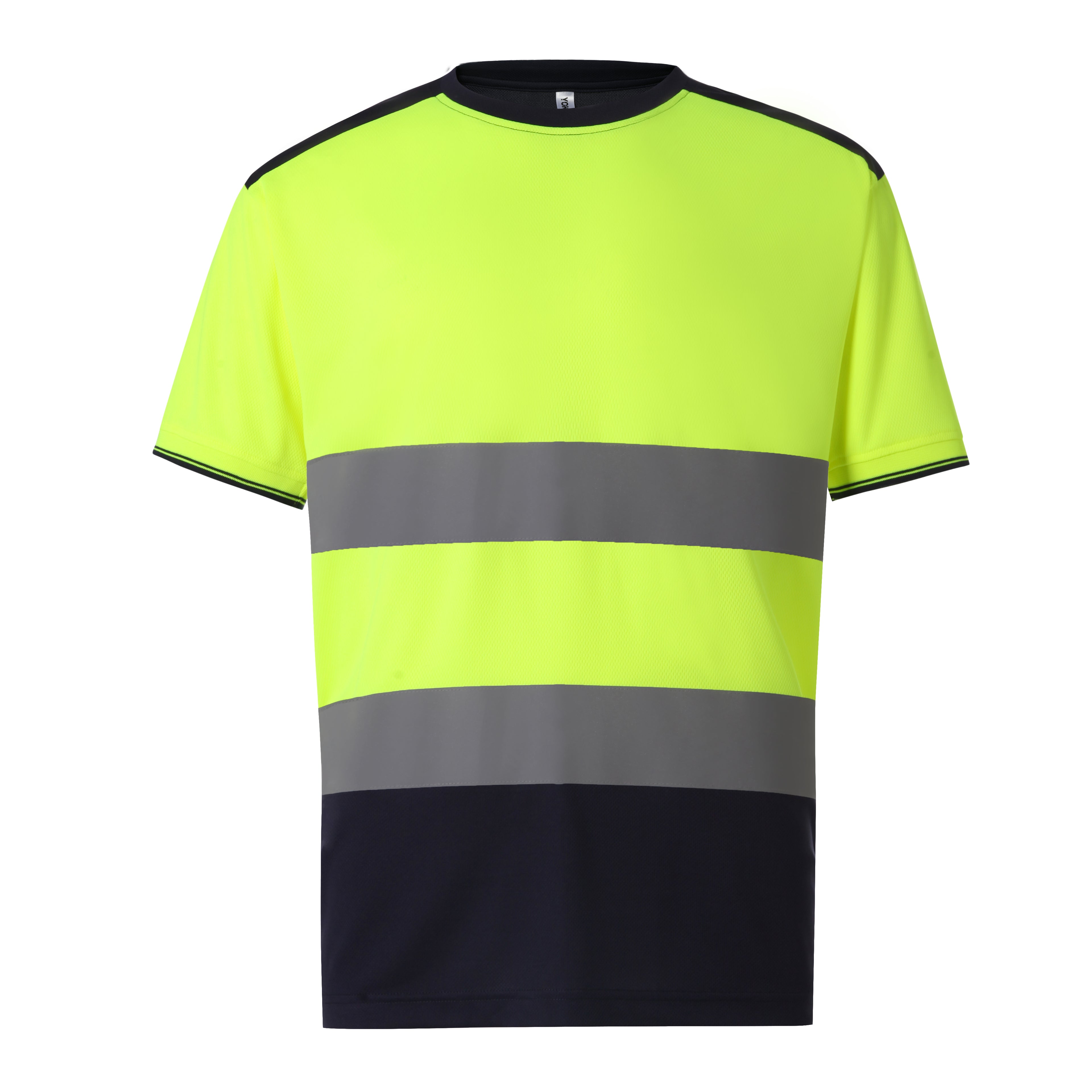 Hi-Vis T-Shirt Klasse 2 Fluogeel Marineblauw Reflecterend Werkshirt - YK400